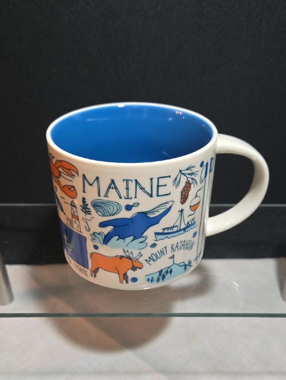 Starbucks Been There SeriesMaine Illustrated Ceramic Mug - Blue Interior